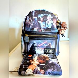 NWT Loungefly Star Wars A New Hope  mini backpack, WAMPA PlushCHARM, Bag&Wallet!
